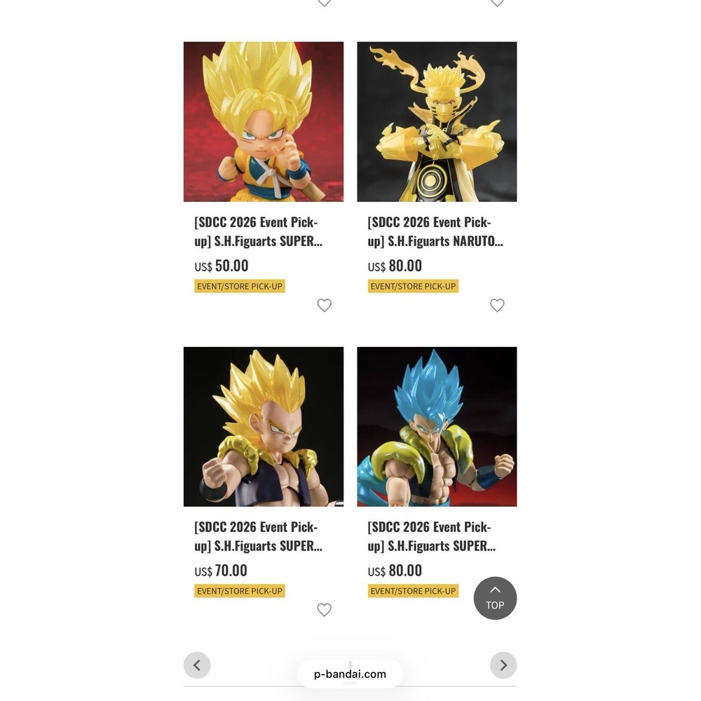 SDCC 2026 S.H.Figuarts Goku Gogeta Gotenks Naruto Event Exclusives Lot of 4 LE